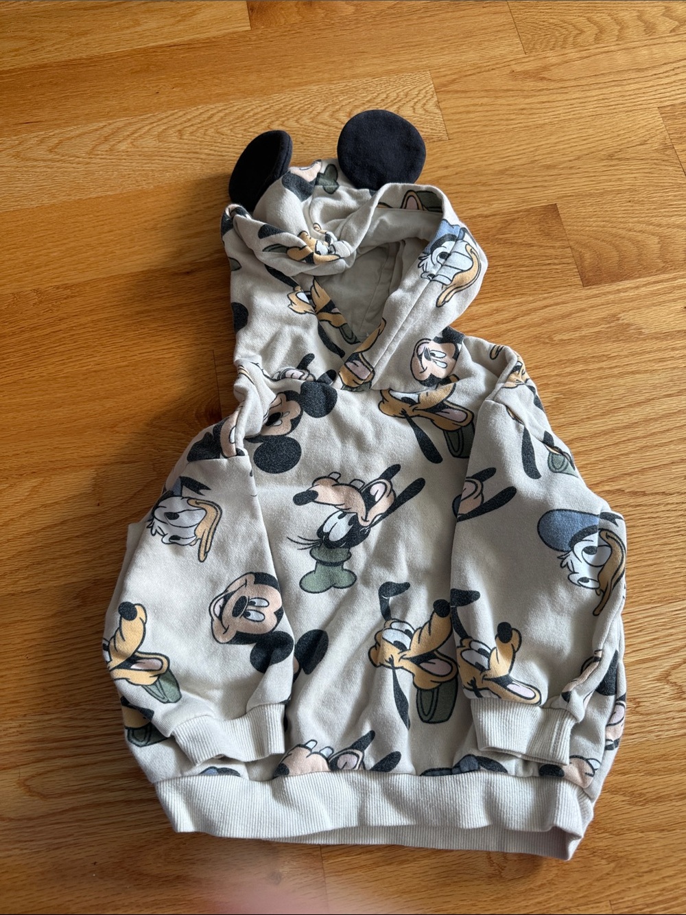 Kids Beige Mickey Mouse Hoodie with Ears